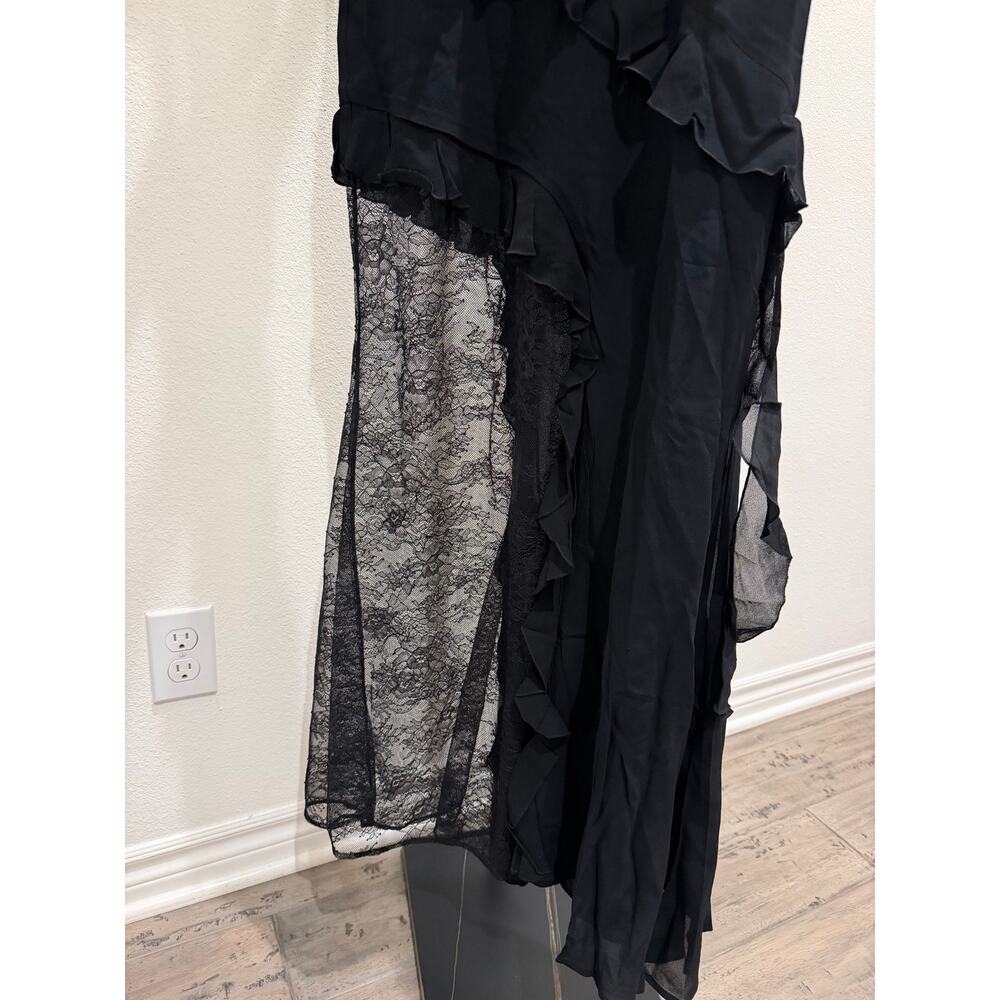New O.P.T Carmen  black lace ruffle gown Dress $247 size 6 - Picture 5 of 6